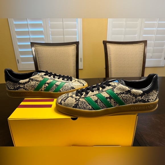 New Gucci x Adidas Gazelle Python Print Leather Sneaker Shoes UK 11.5 / US 12 - Picture 15 of 16